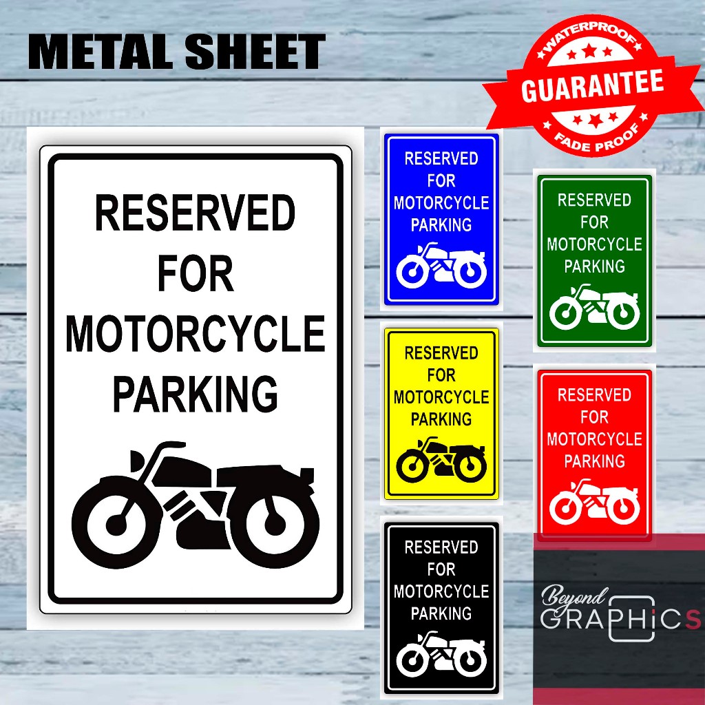 BG Motorcycle Parking Sign Metal Sheet Waterproof 11 x 16 inches ...