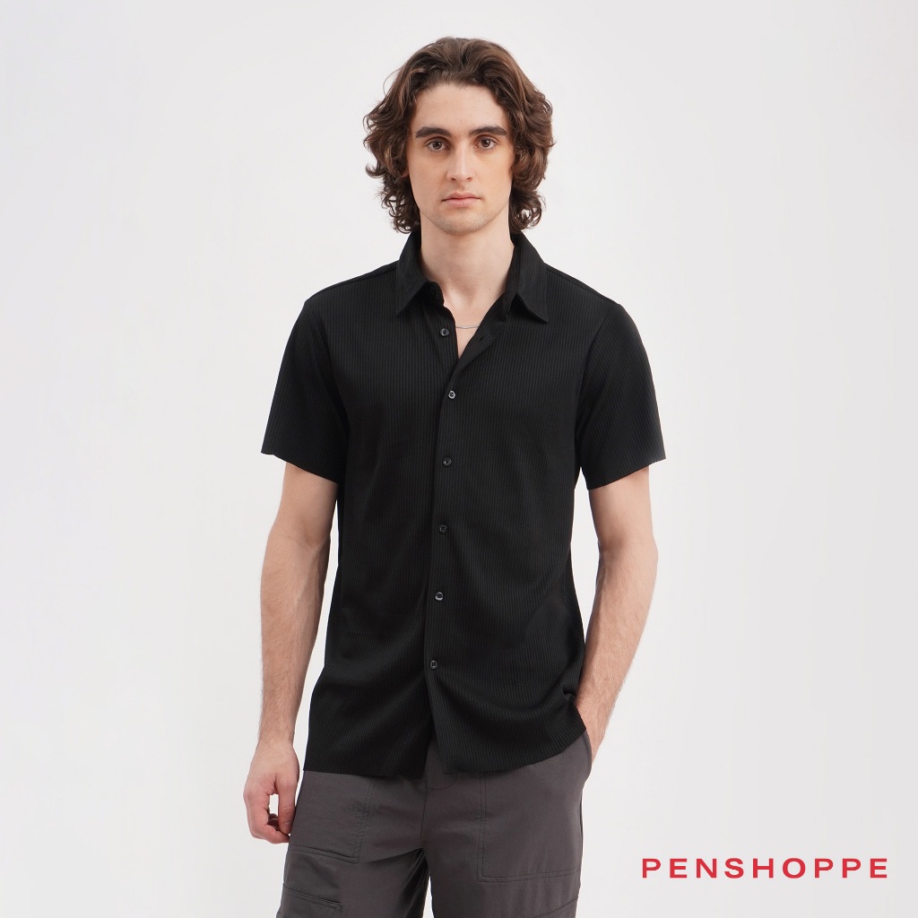 Penshoppe Ribbed Knit Shirt For Men (Black/Chocolate Brown/Sand)