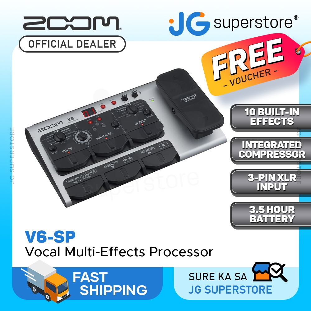 Zoom V6 Professional Vocal Effects Processor Pedal with 10 Studio Grade