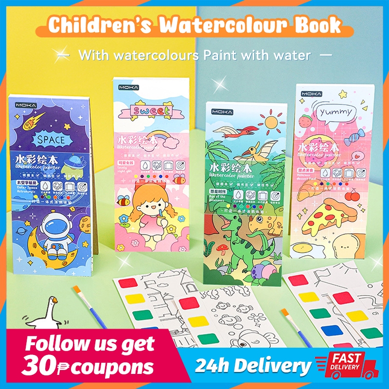 12 Sheets Painting Coloring Book Set with Paintbrush Graffiti ...