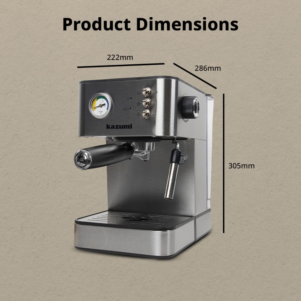 Kazumi KZ-800 BrewMaster 1.8L Espresso Machine with Milk Frother ...