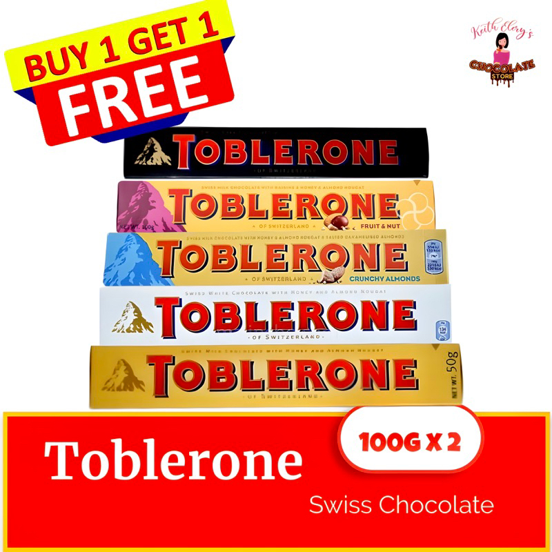Toblerone Swiss Chocolate 100g x 2 (BUY 1 TAKE 1) Milk,White,Dark