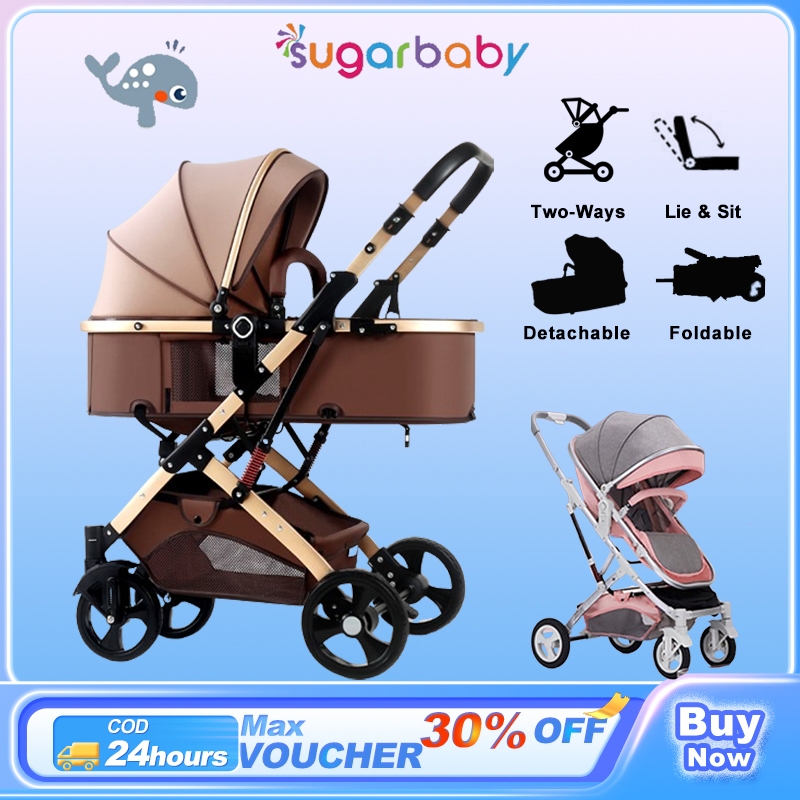 Baby Stroller Foldable Stroller for baby can sit&lie Bidirectional ...