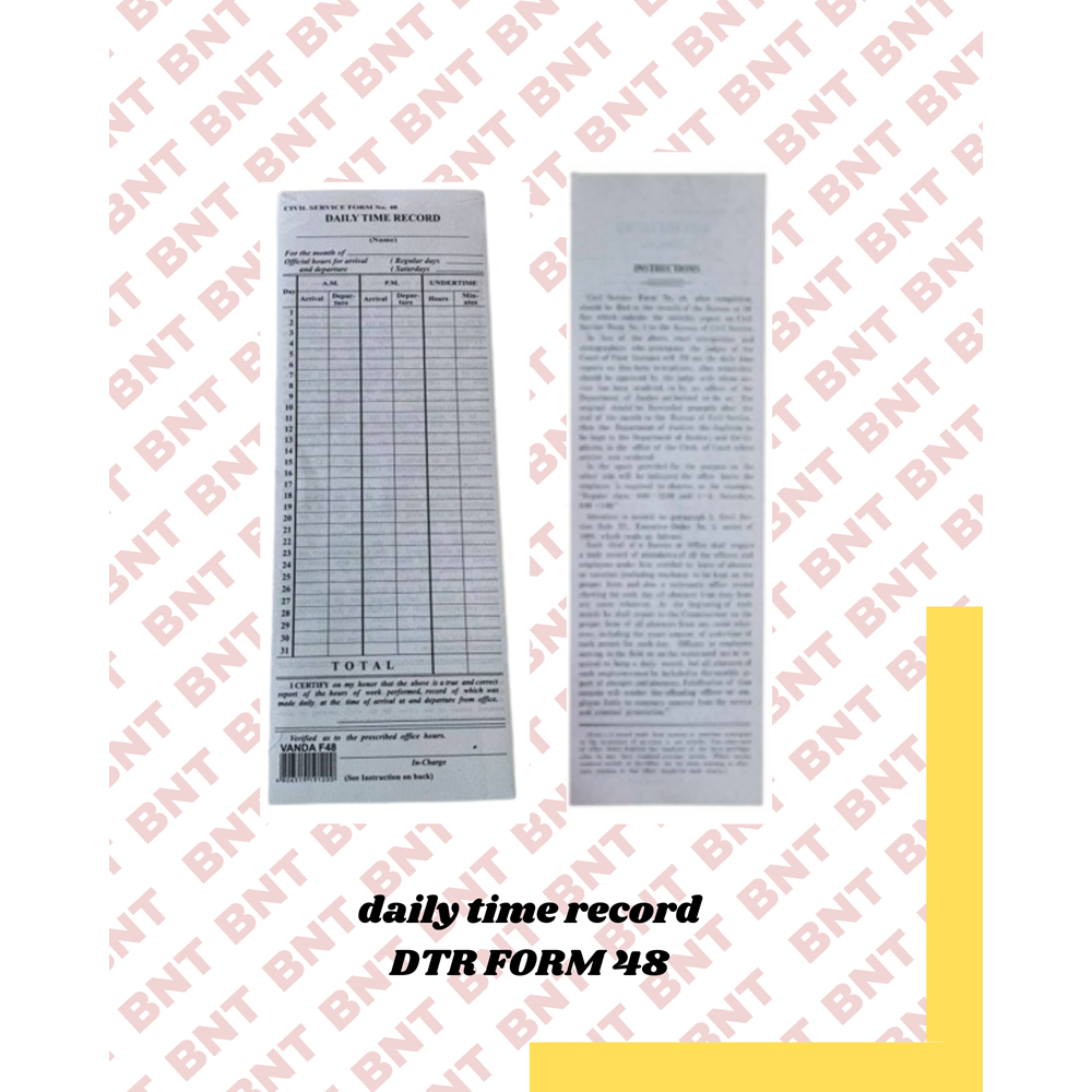 DTR DAILY TIME RECORD DTR FORM 48 100SHEETS PER PACK | Shopee Philippines