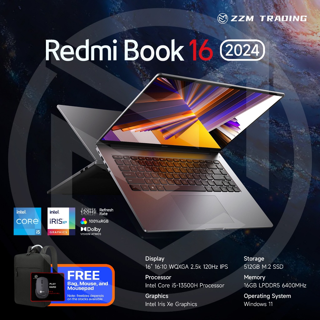 Xiaomi RedmiBook 16 2024 i5-13500H Iris Xe GPU 16" WQXGA 2.5K 120Hz ...