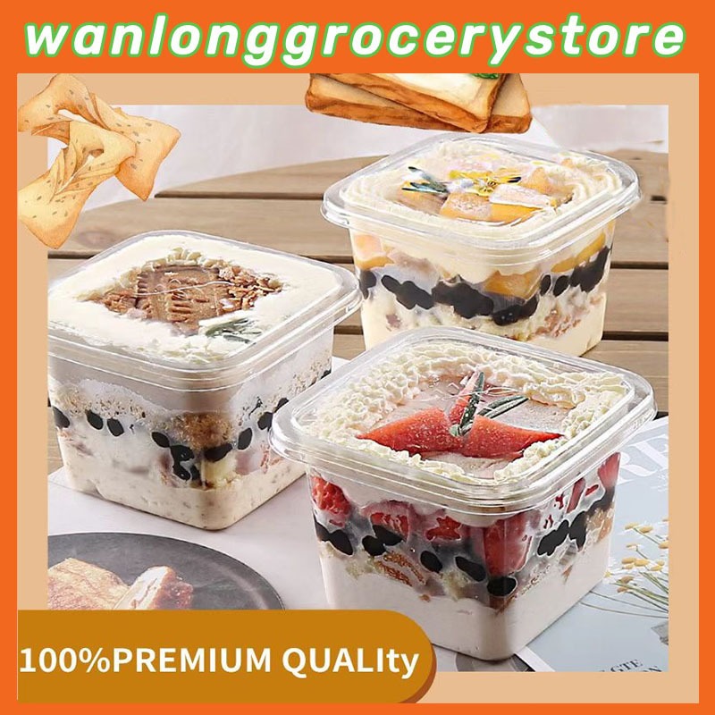 50Pcs Disposable Mousse Dessert Box With Lid Clear Plastic Cups Dessert  Acrylic Food Cake Cup