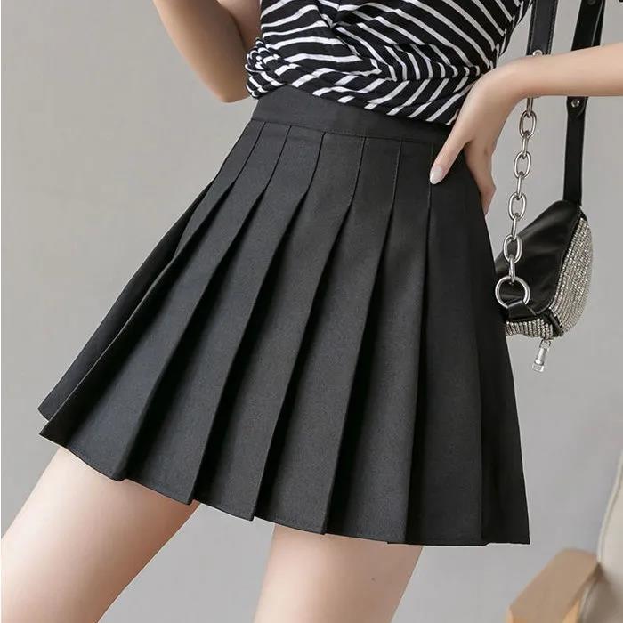 Xs 3xl Korean Fashion Womens High Waist Plaid Skirt Slim Pleated Skater Tennis School Skirt 7613