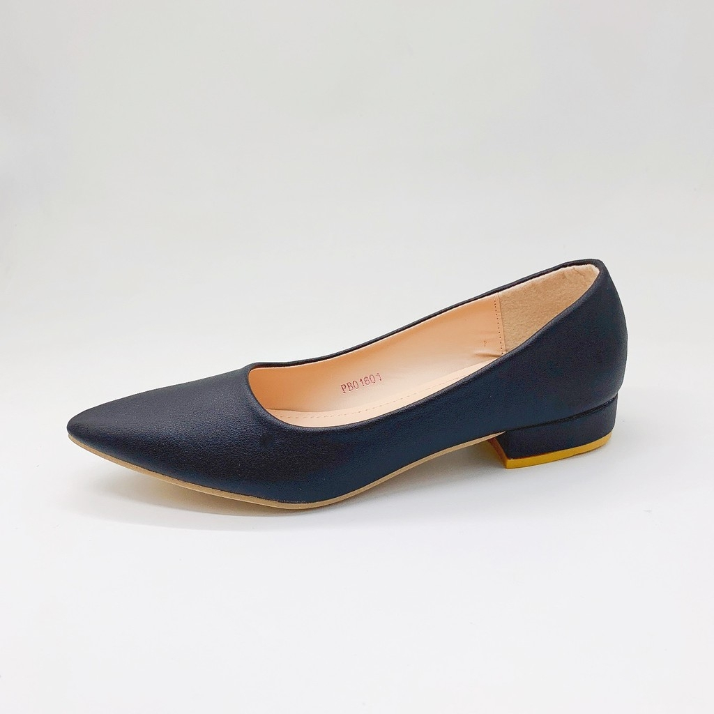 Korean Pointed Toe Office Work Block Heels Shoes(1inch leather and ...