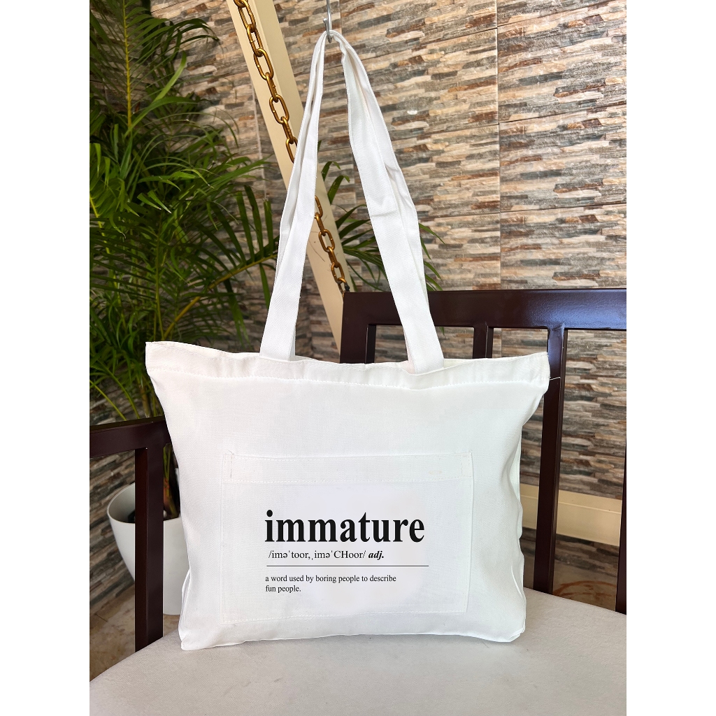 Meanings Two pockets Aesthetic Totebag with Zipper Shopee Philippines