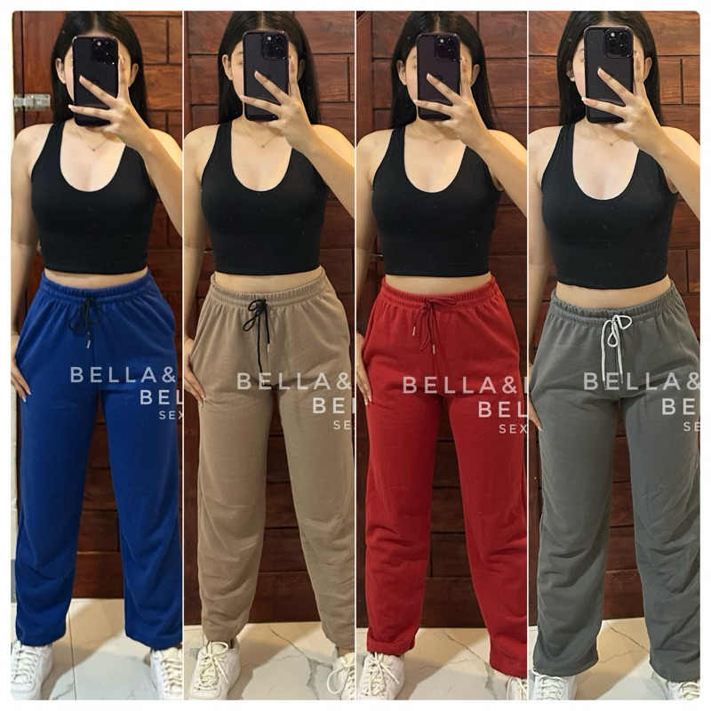 Bellella Women Sweatpants Solid Color Trousers Straight Leg Sport