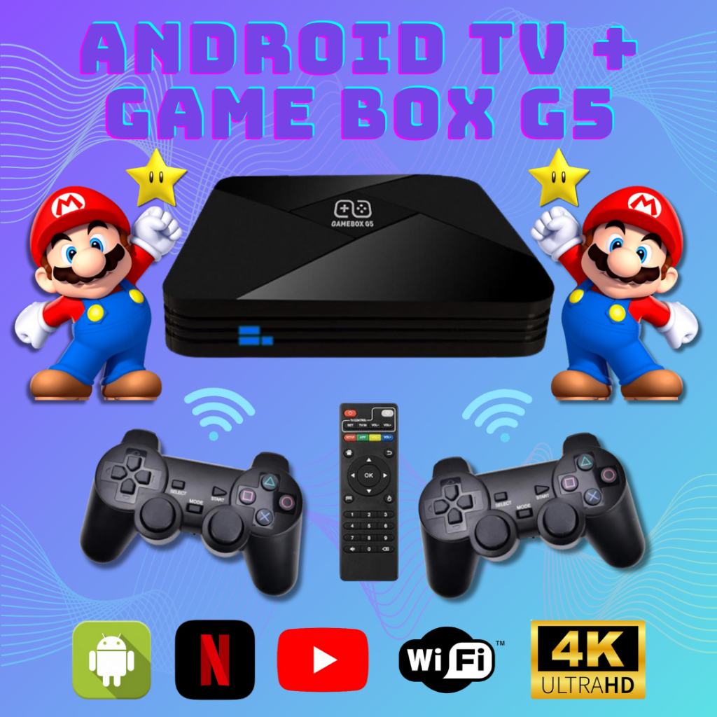 GAME BOX G5 + Android tv box With 2 in 1 Wireless Controller Gaming
