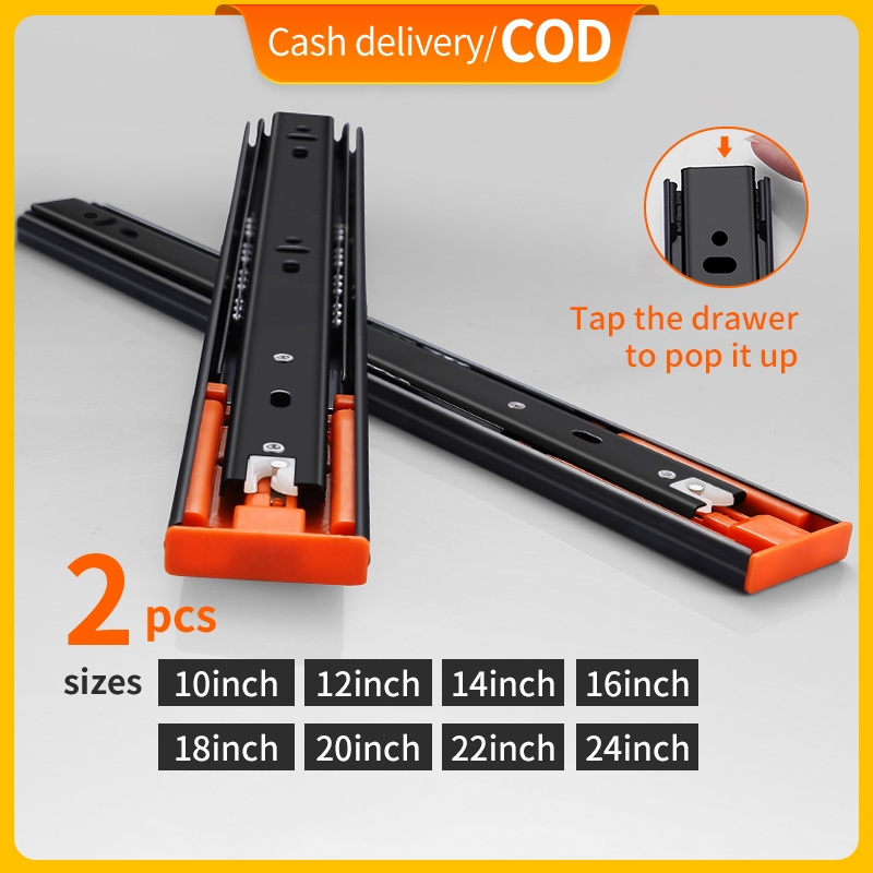 Rebound three section rail press type self popping drawer rail press ...