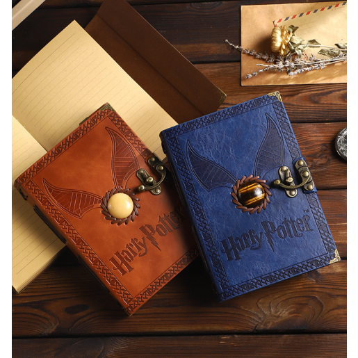 Gryffindor ravenclaw slytherine notebook with gold snitch natural gem ...