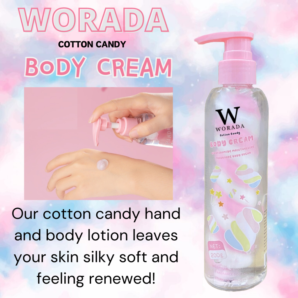 WORADA Cotton Candy Body Cream Nicotinamide Moisturizing Fragrance Body Cream 200g