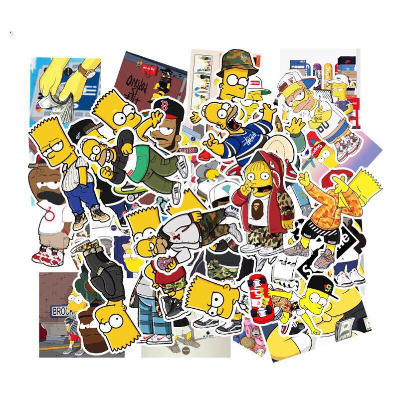 xs174-50pcs Cartoon Funky Bart waterproof graffiti stickers | Shopee ...