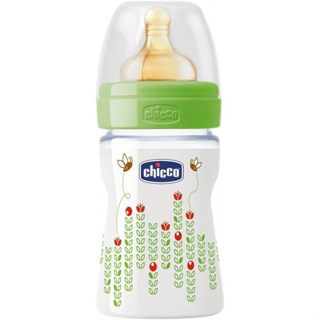  Chicco Baby Bottle and Glass Wellbeing Silicon Unisex 240ml +  0Mesi : Baby