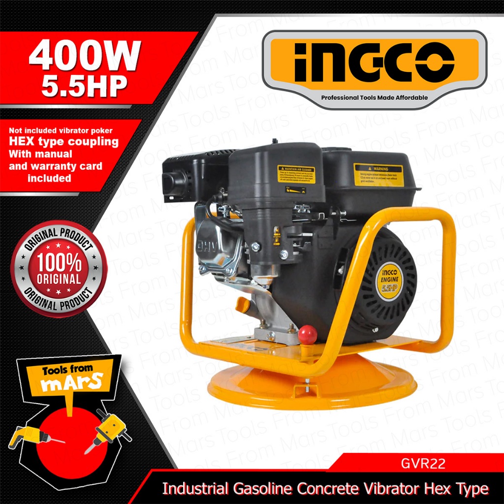 INGCO Gasoline Concrete Vibrator Engine 5.5HP Hex Type Gasoline Engine Vibrator GVR22 TFM IPT