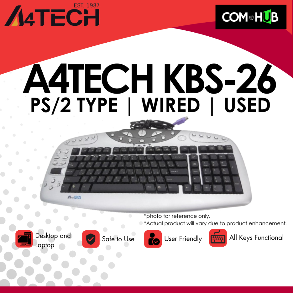 Com Hub PC | Brand New A4Tech KBS-26 PS2 Wired Multimedia Keyboard ...