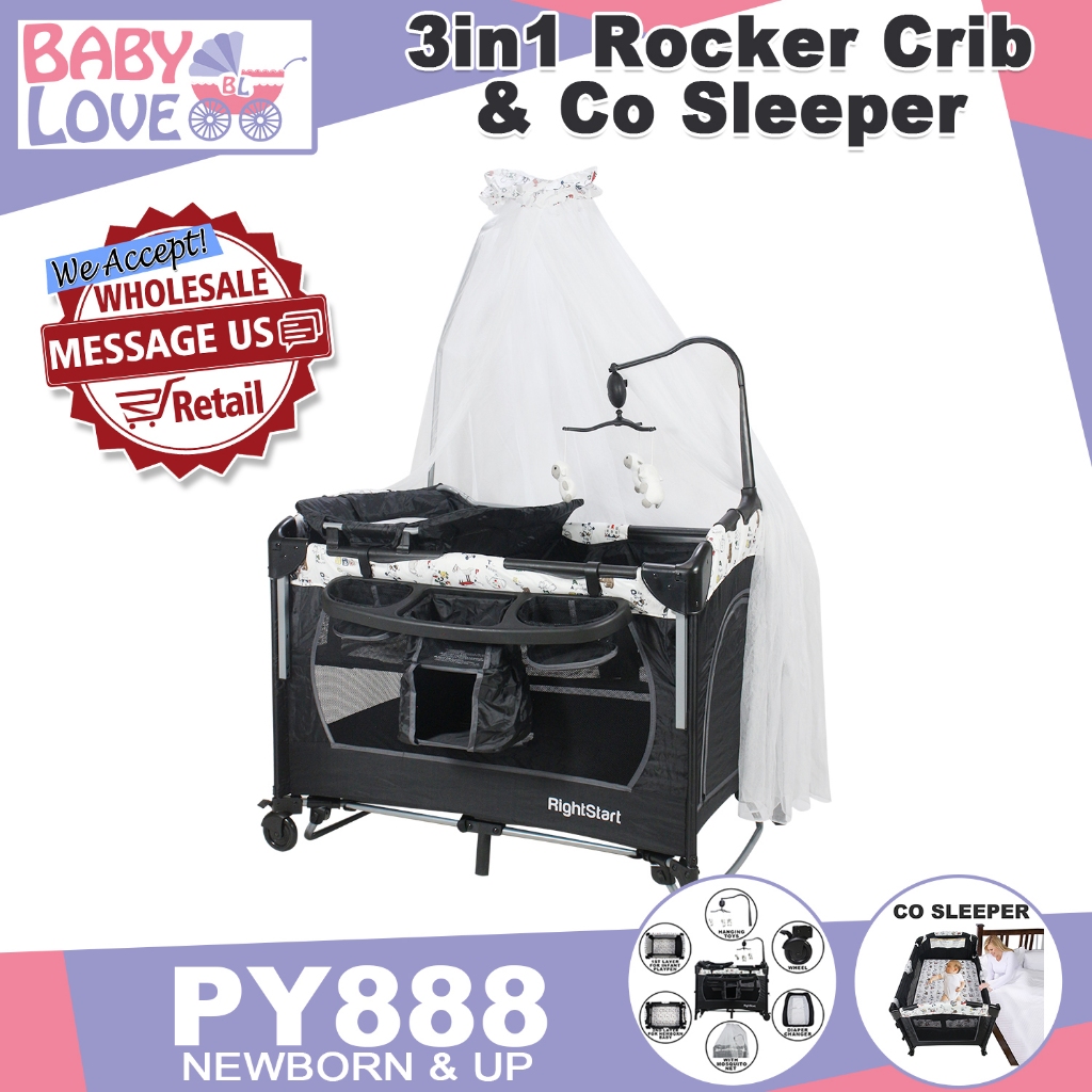 BBA Danilove Baby Crib Convertible to Rocker Playpen with Co Sleeper Mosquito Net and Diaper Chang Shopee Philippines
