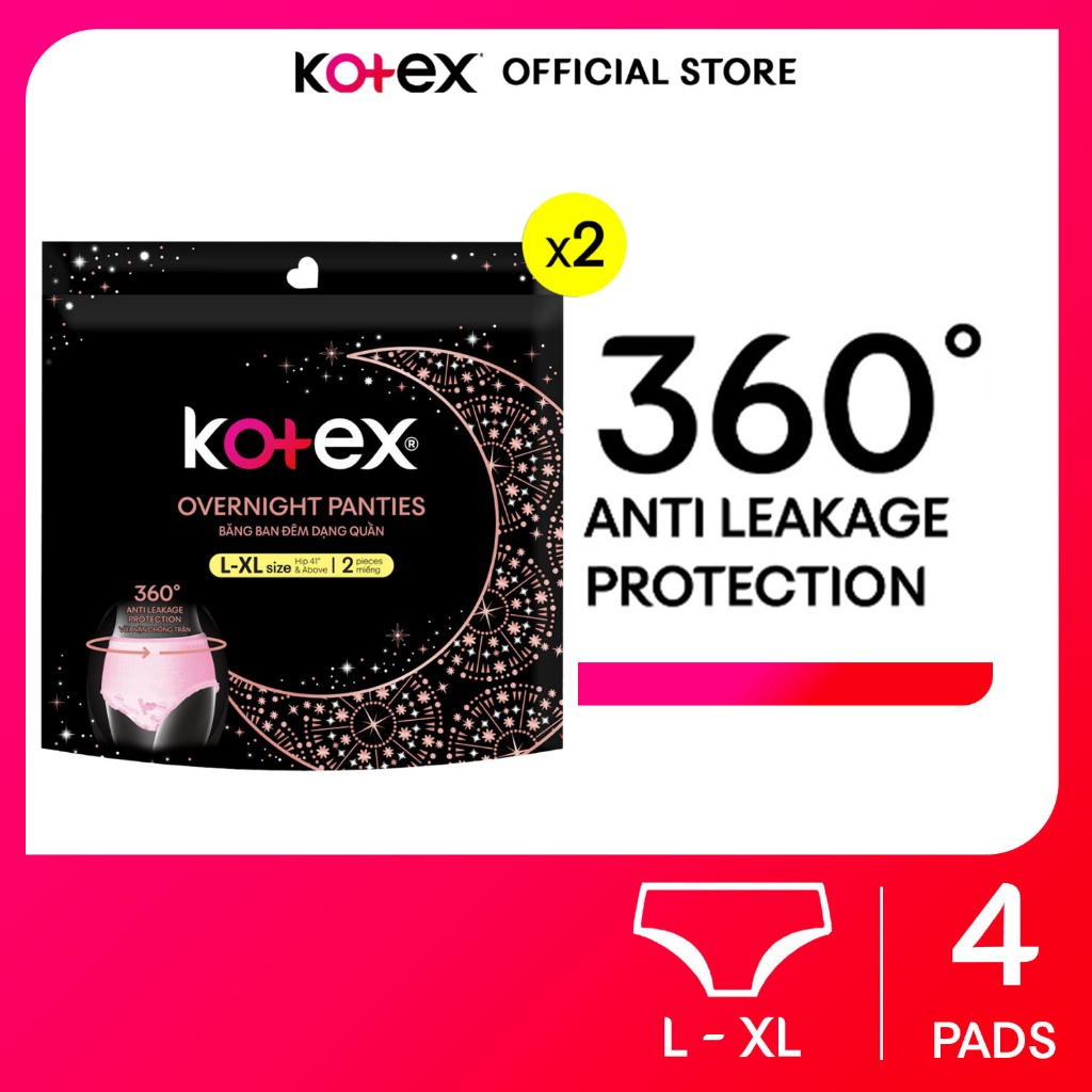 Kotex Overnight Menstrual Panties XL 2 Pads x 2 Packs (4 Pads