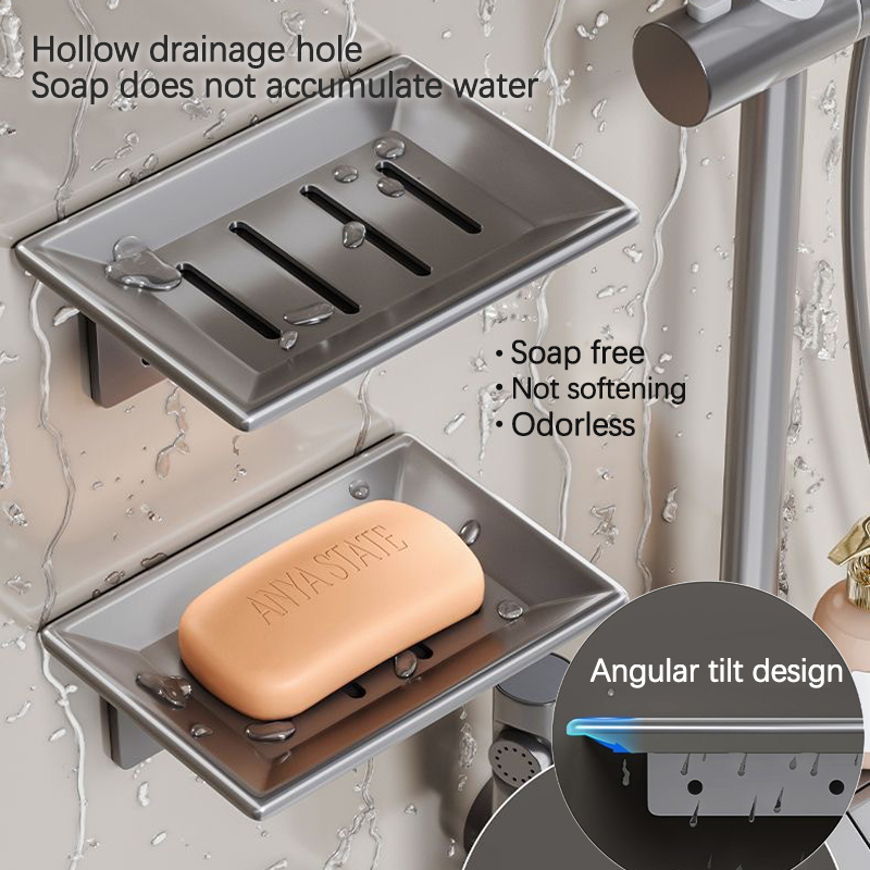 Soap Holder Wall Mounted Soap Storage Bathroom Drain Soap Box Wall ...