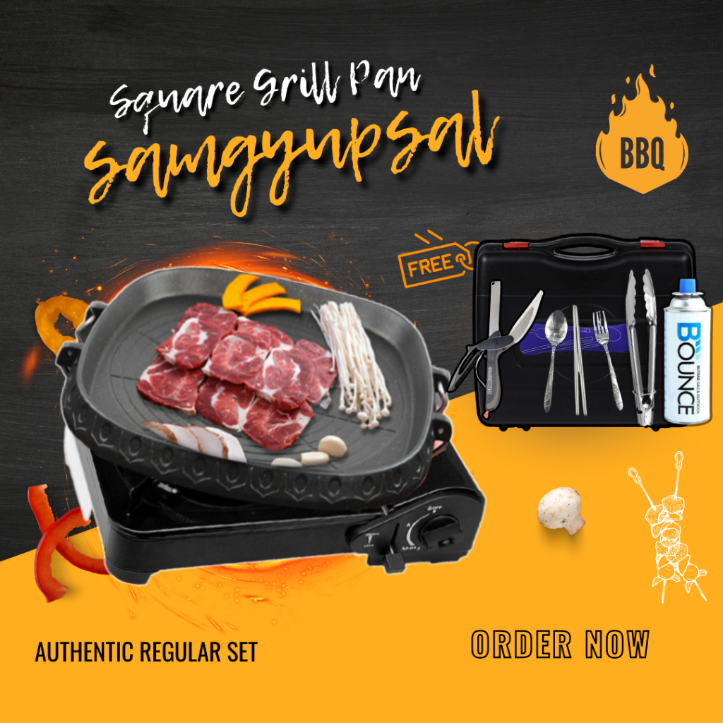 BESTSELLER Korean Samgyupsal Regular Set Korean BBQ Square Grill Pan w ...