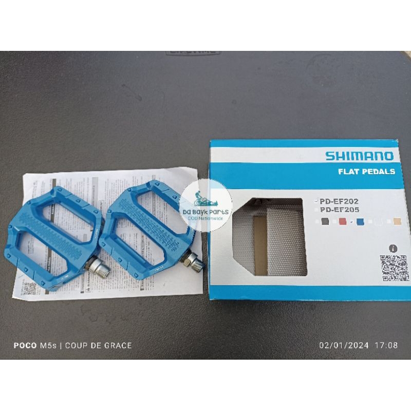 Pédales Plate SHIMANO PD-EF202 – Idéales Pour Vélo Quotidien, Ville Et Loisirs, Grip Parfait