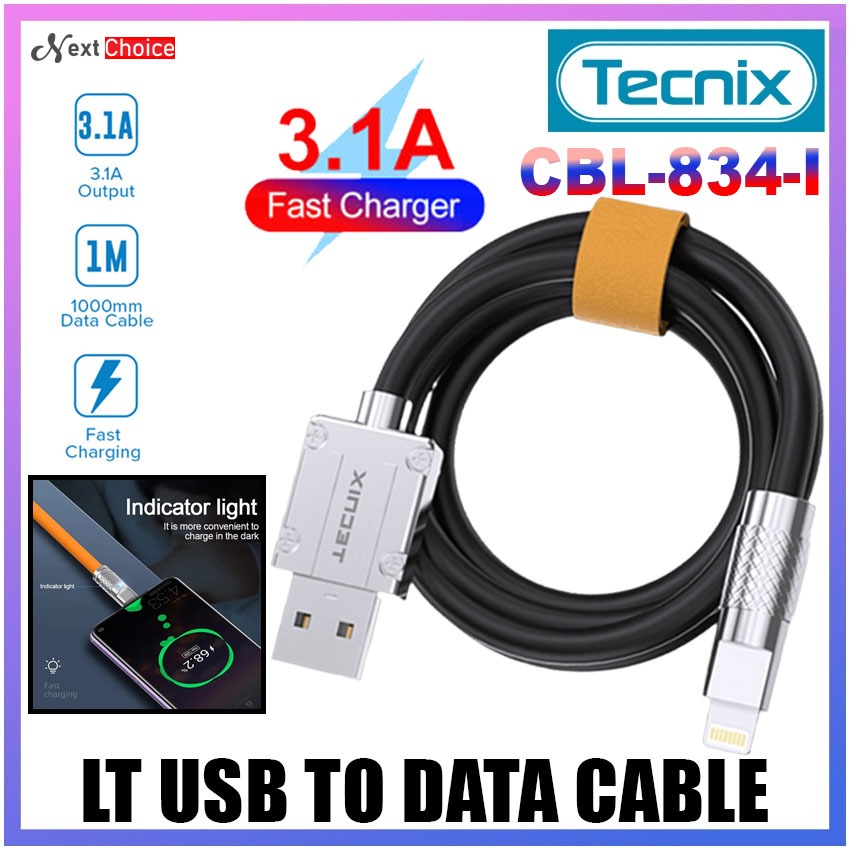 TECNIX CBL-834-I USB to LT Data Cable Liquid Silicone Cable Metal ...