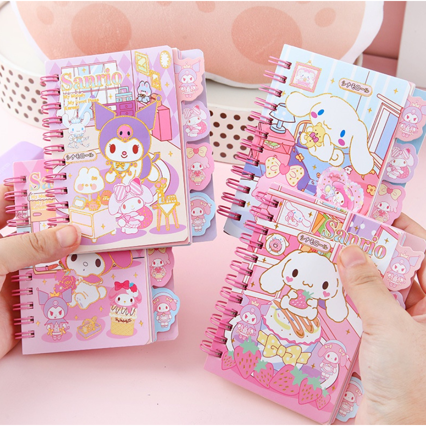 Sanrio Melody Kuromi Cinnamoroll Mini Cartoon Notebook with Division ...