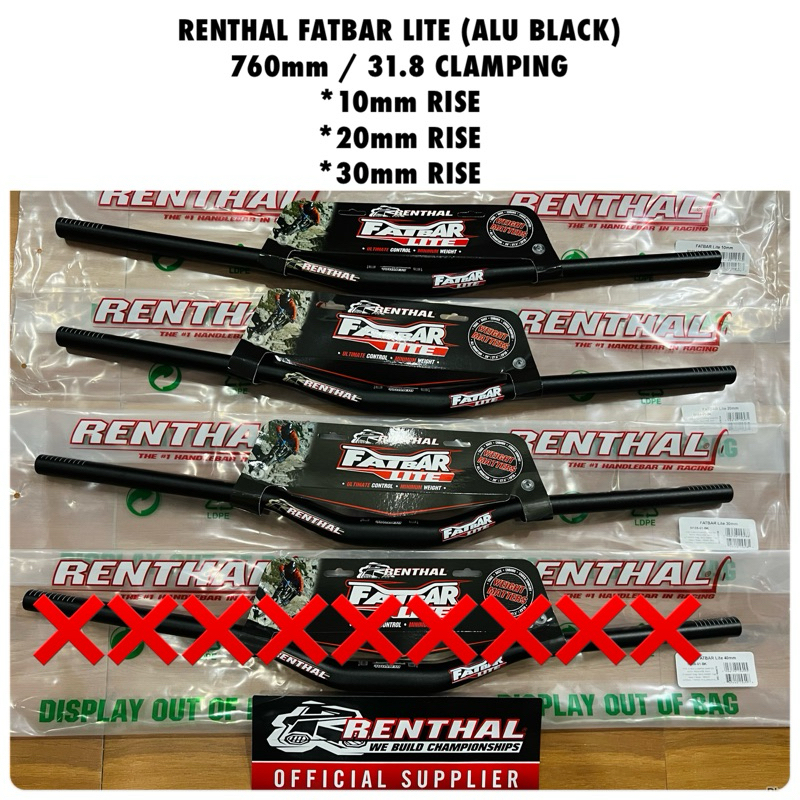 RENTHAL FATBAR LITE HANDLEBAR (ALU BLACK) 760mm 31.8 CLAMPING | Shopee ...