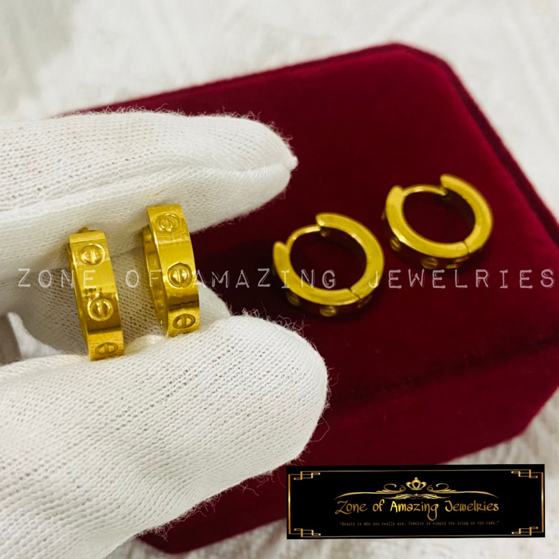 zoaj.ph Premium Small Screw Hoop Earrings Unisex Stainless Gold ...