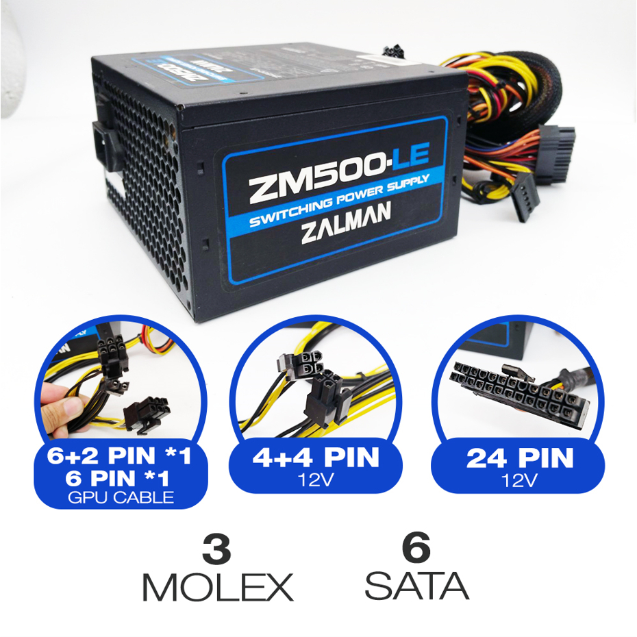 500W True Rated Power Supply with 8pin 6pin GPU Cable / True Wattage