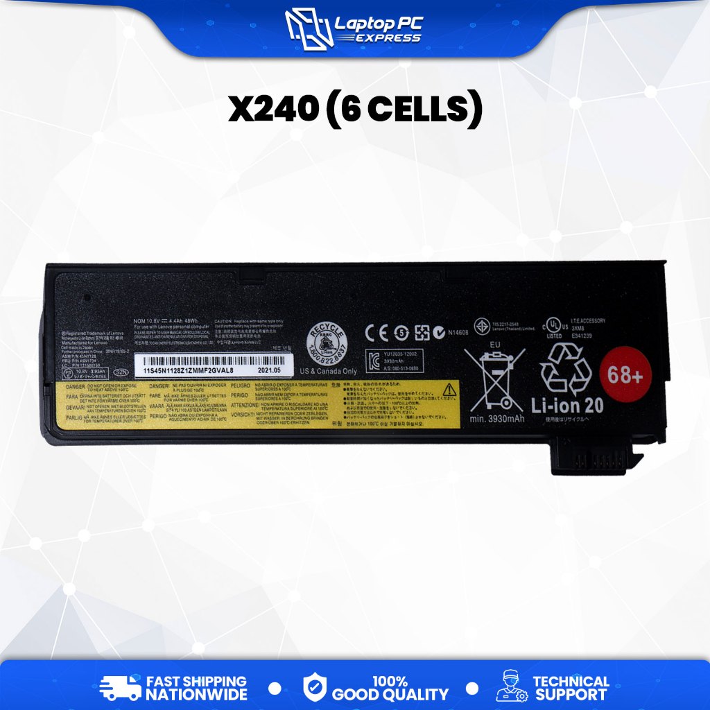 5200mAh Laptop Battery For Lenovo ThinkPad X250, T450S, L450, X260, K2450, T460, L460 – 6-Cell, 10.8V Li-Ion, Black