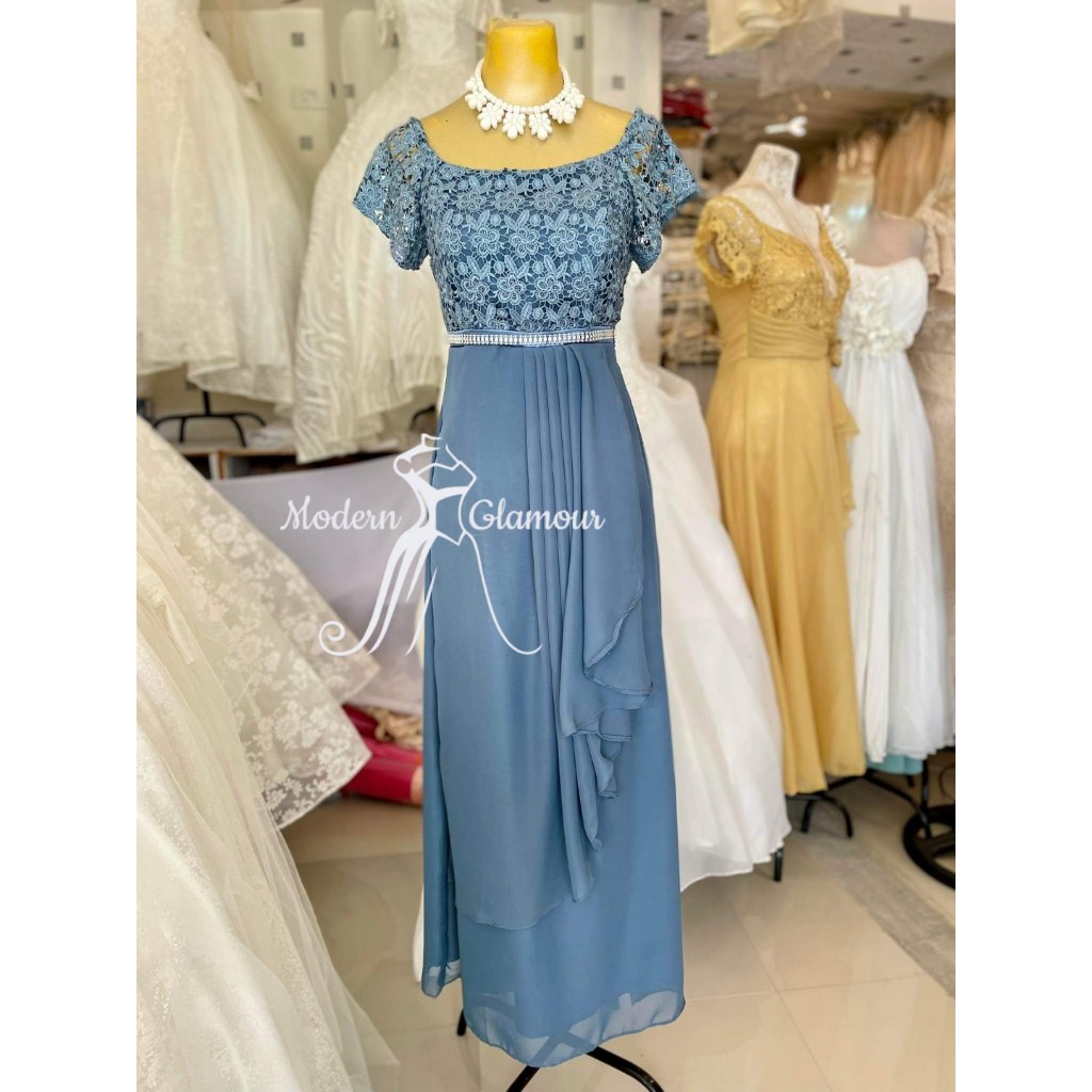 DUSTY BLUE COLOR GOWN FOR WOMEN LADIES MOTHER NINANG PRINCIPAL SPONSOR ...