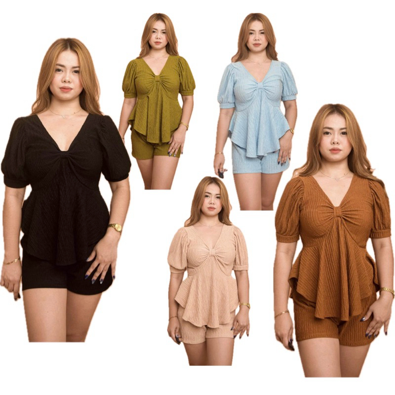 BARBARA COORDS SHORTS PUFF SLEEVES | Shopee Philippines