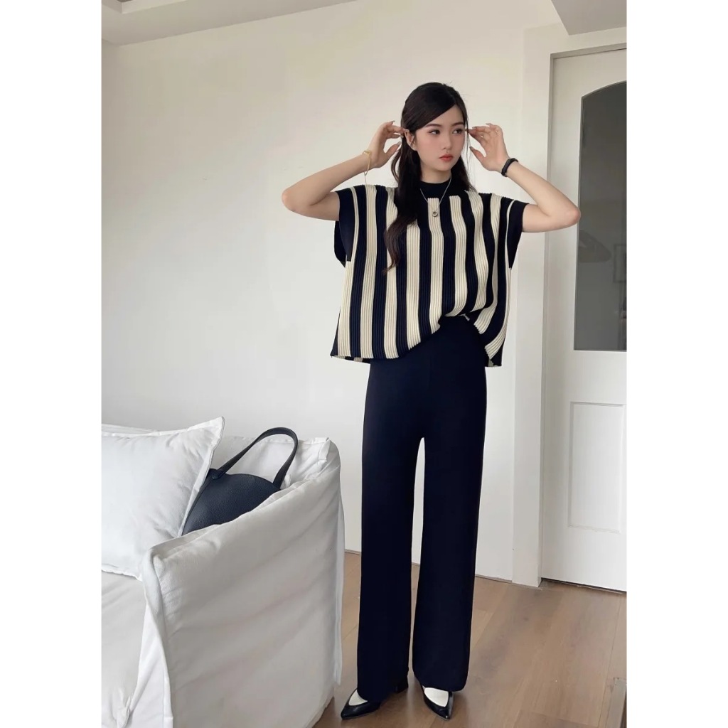 Miss M Turtle Neck Stripe Top & Garter Pants 2 in 1 Knitted Coords ...