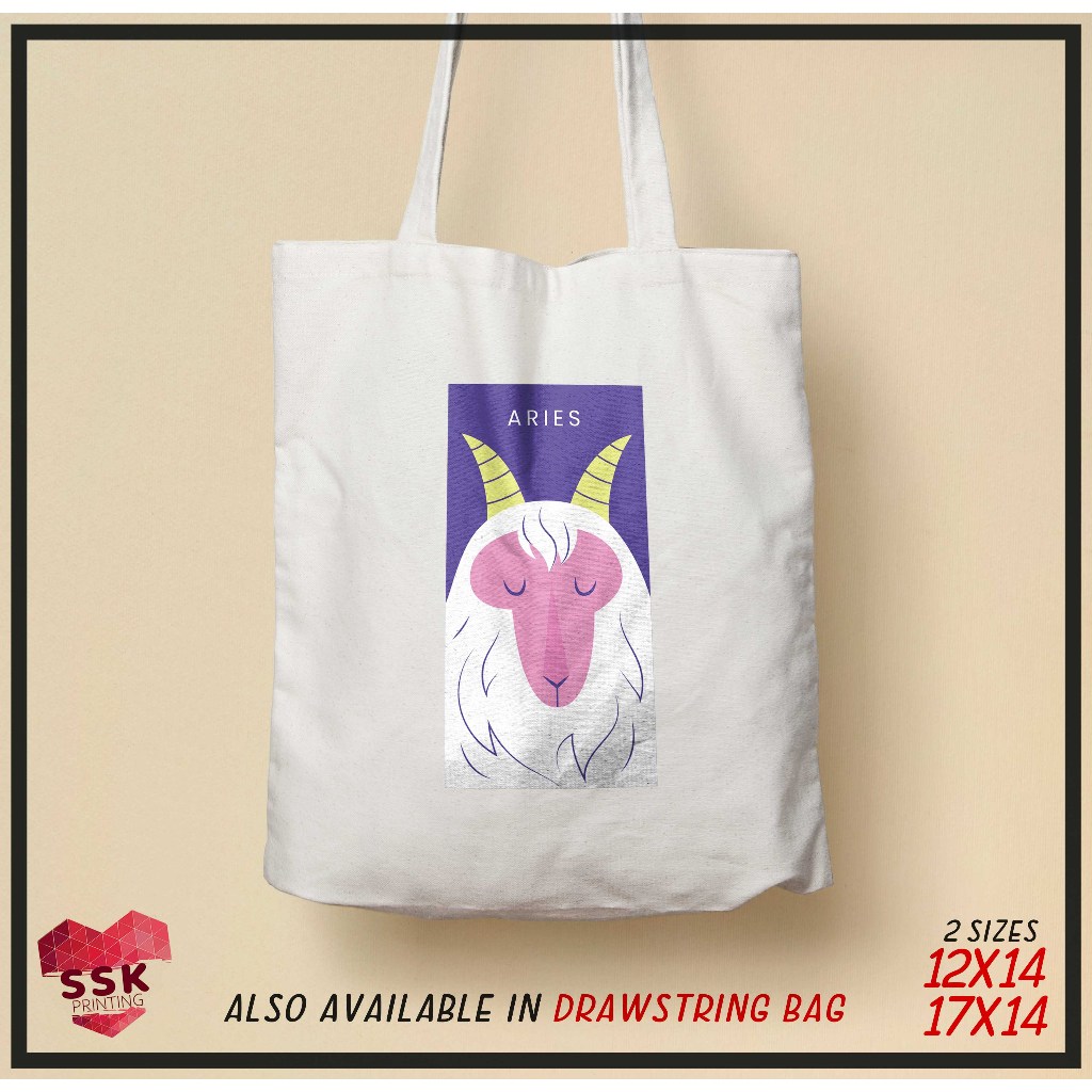 Zodiac Signs Minimal Design Tote Bag | Drawstring Bag | Canvas Shop Bag ...