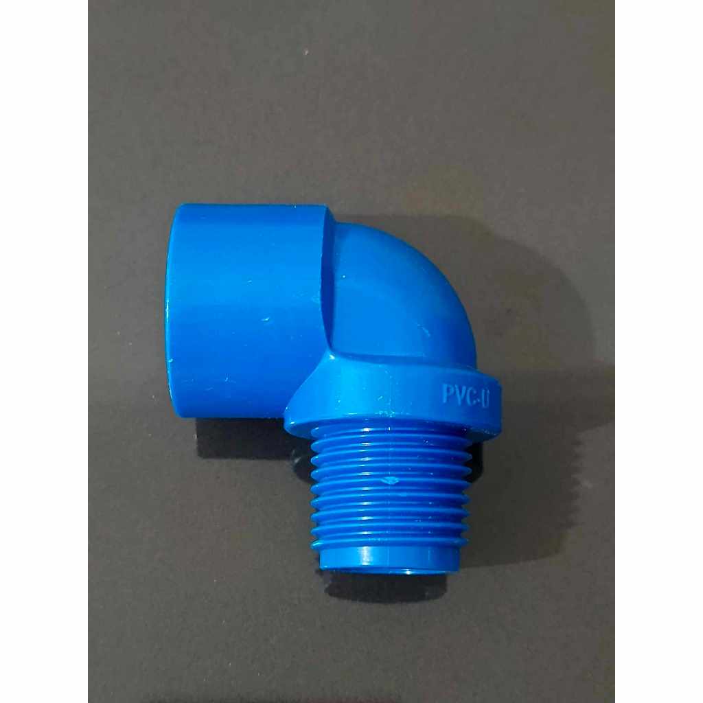 PVC BLUE FULL THREADED STRAIGHT ELBOW WATERLINE FITTINGS SIZE 1/2