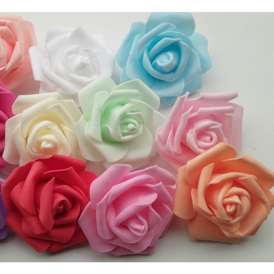 Artificial Foam Rose Flowers 7CM Head DIY Wedding Home Room Decor Big ...