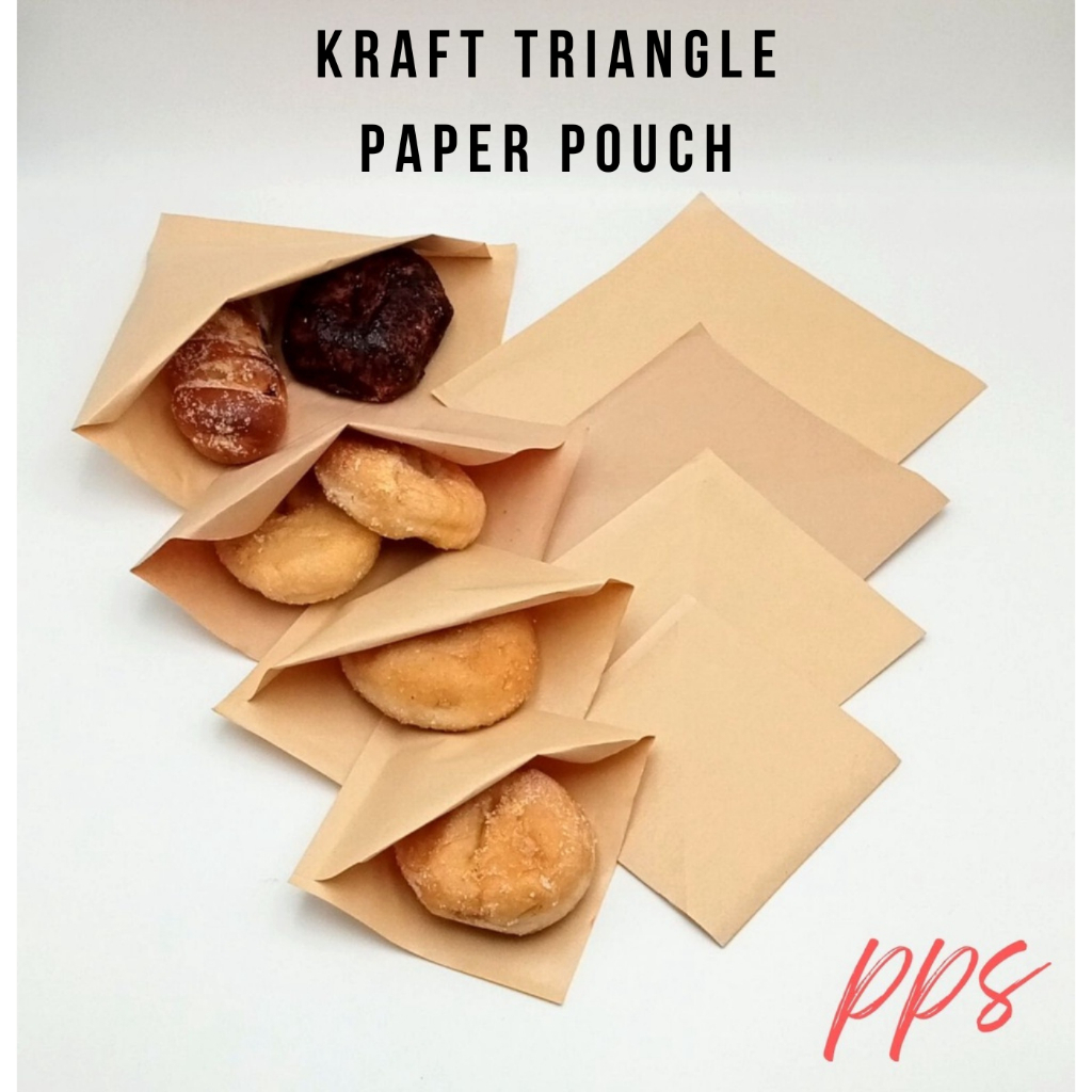 100pcs - Triangle Oil-Proof Paper Bag Kraft Sandwich Donut Bread Kraft ...