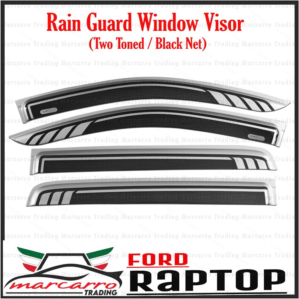 Ford Raptor 2019-2023 Rain Guard Window Door Visor (Two Toned / Black ...