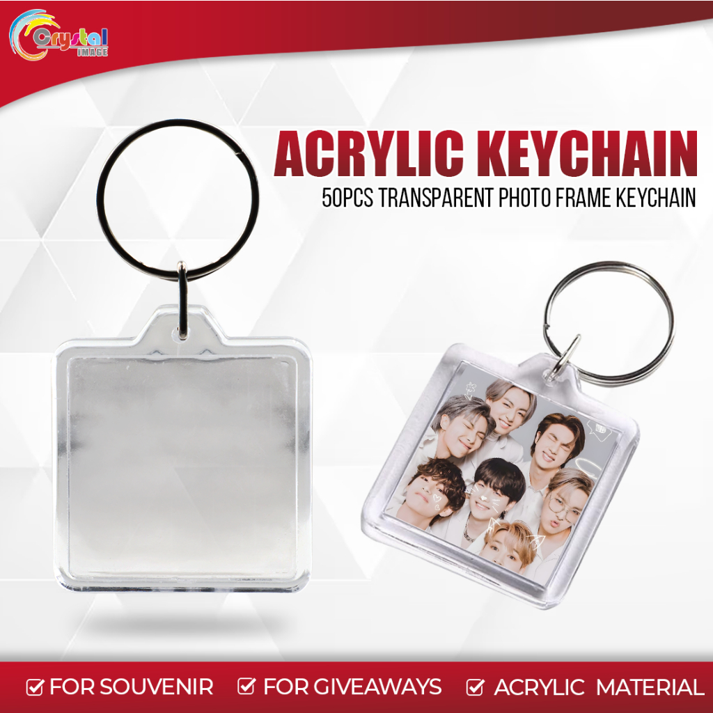 50PCS Acrylic Keychain Transparent Photo Frame Keychain Photo Insert