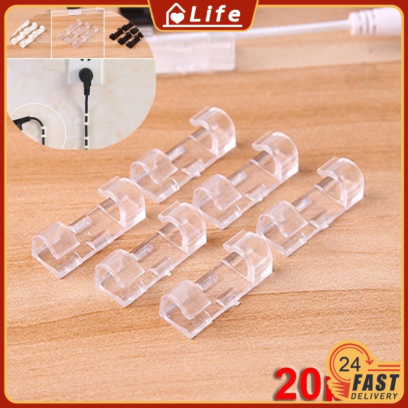 20PCS Cable Organizer Clips with Strong Self-Adhesive Tape Wire Tidy ...
