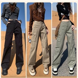 jeans rt 6 Pocket Cargo Pants Straight Cut Pants Casual Baggy Pants Women  Men Korea Wide Leg Pants