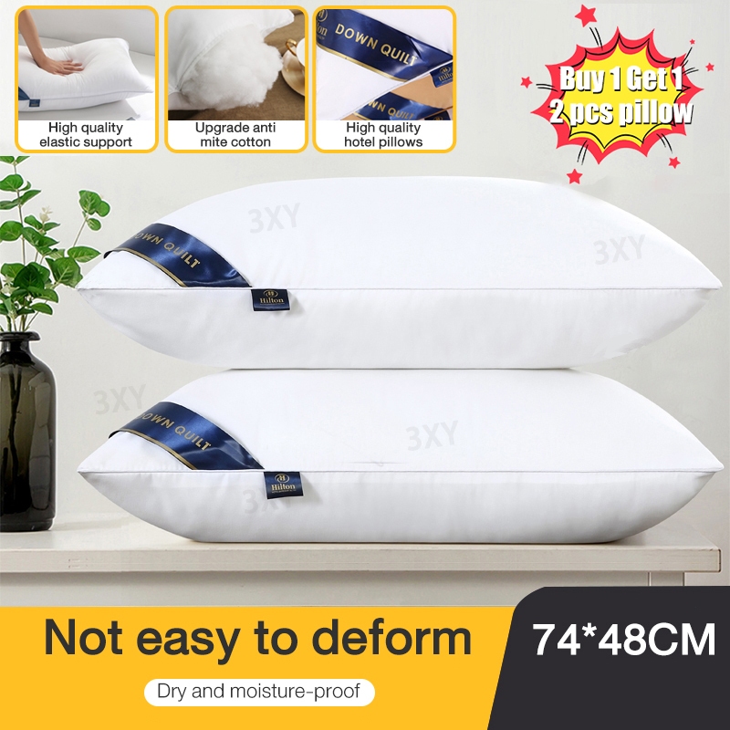 Hilton Pillow High Quality Queen Home Pillow Premium Alternative Down 48cm*74cm pillow buy1take1