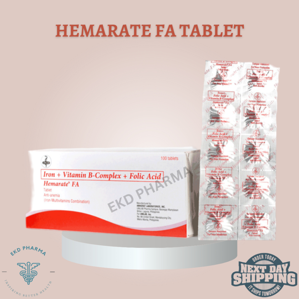 Hemarate Fa Tablet Iron + Vitamin + Folic Acid l 100 tabs l