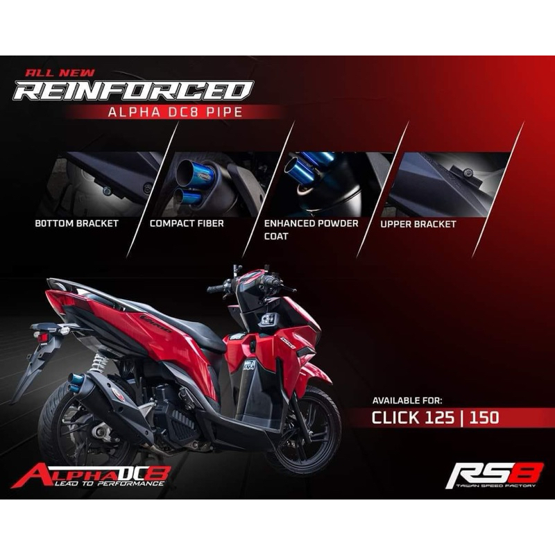 RS8 DC8 PIPE NEW REINFORCED For CLICK 125/150 AEROX/NMAX V1&V2 | Shopee ...