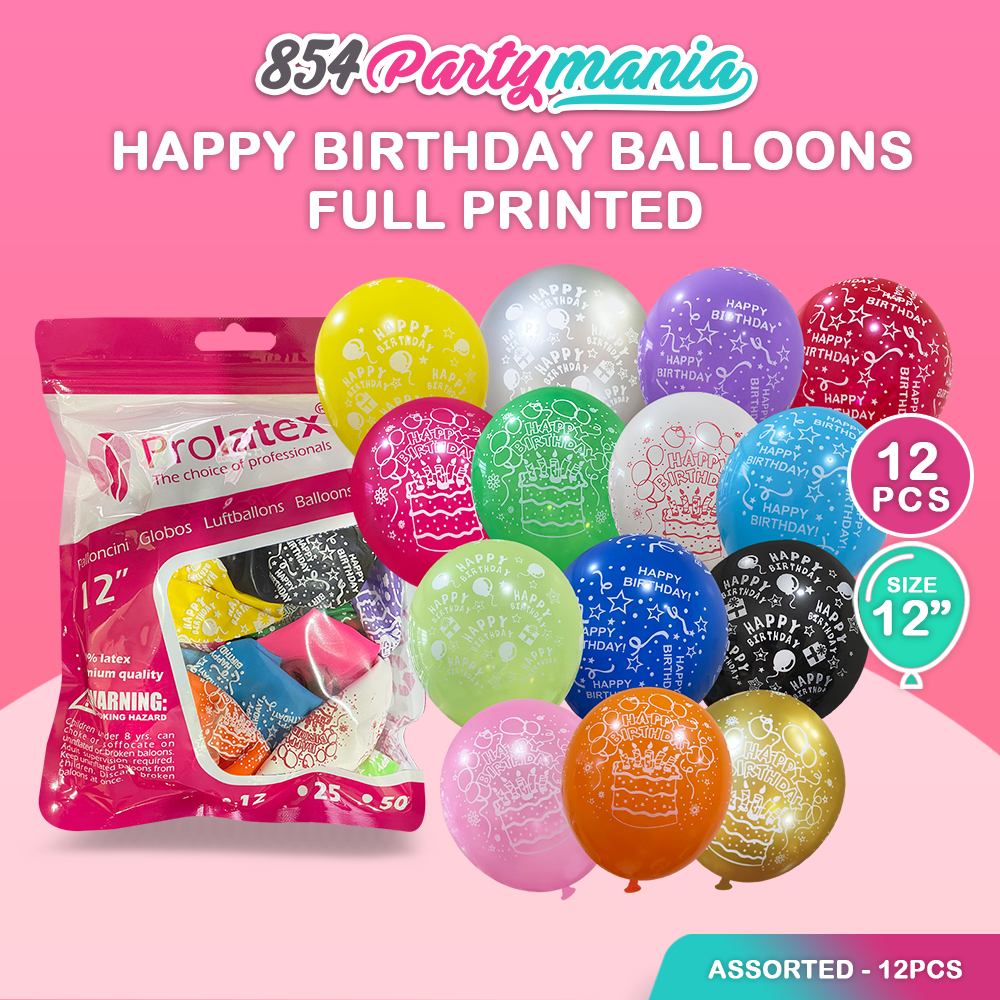 12pcs Happy Birthday Printed Balloons birhtday balloon balloons ...