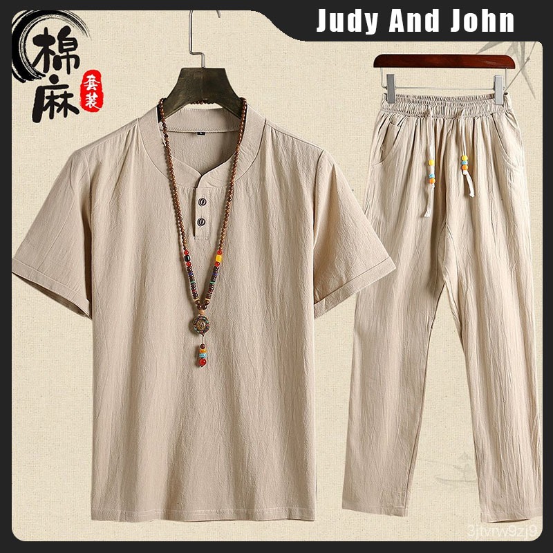Mens chinese style nine-point pants