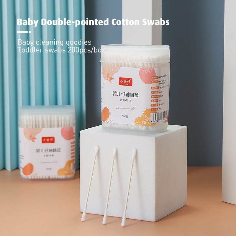 200pcs Blithe baby cotton buds dual tips round scooper kids newborn ...